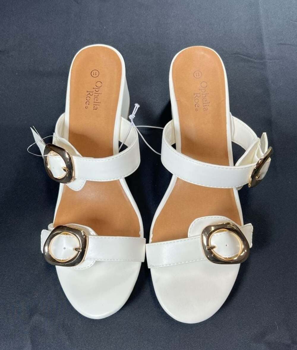 Ophelia Roe Ingrid White Block Heel Sandals Size 11